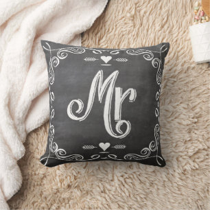 Chalkboard Vintage Modern Mr Groom Pillow