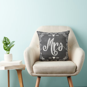 Chalkboard Vintage Modern Mrs Bride Pillow