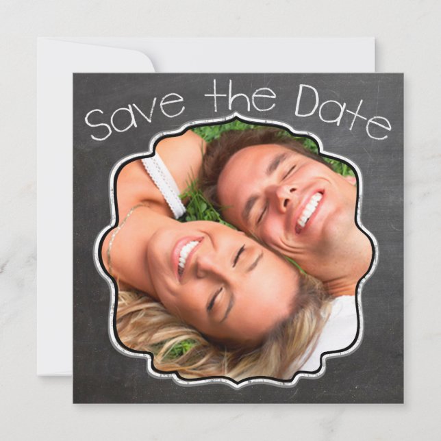 Chalkboard Vintage Modern Save the Date (Front)