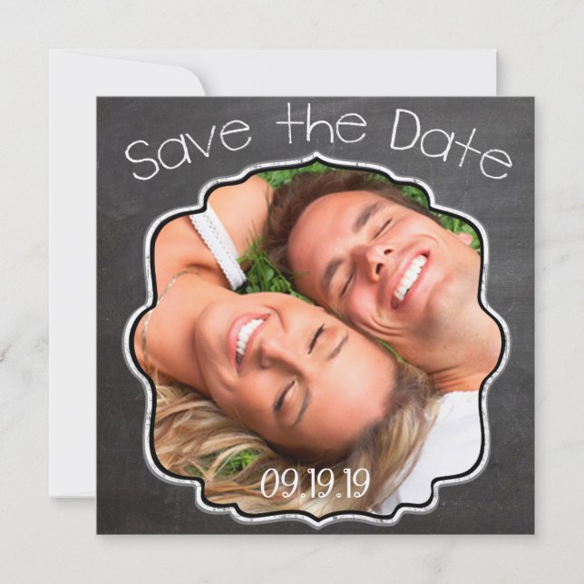 Chalkboard Vintage Modern Save the Date Invitation (Front)