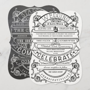 Chalkboard Vintage Modern Typography Wedding Invitation
