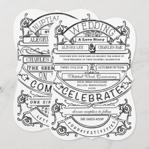 Chalkboard Vintage Modern Typography Wedding Invitation