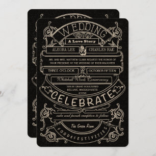 Chalkboard Vintage Modern Typography Wedding Invitation