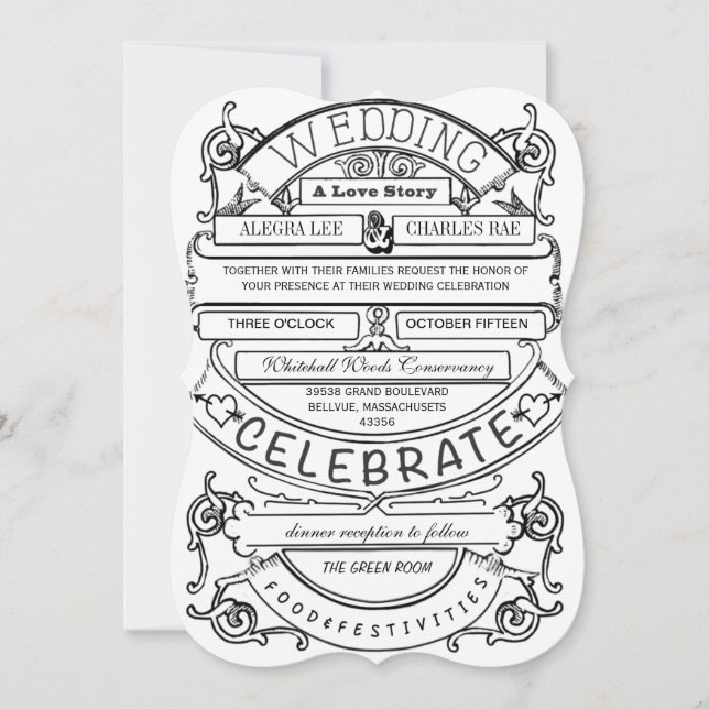 Chalkboard Vintage Modern Typography Wedding Invitation (Front)