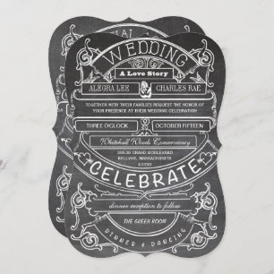 Chalkboard Vintage Modern Typography Wedding Invitation