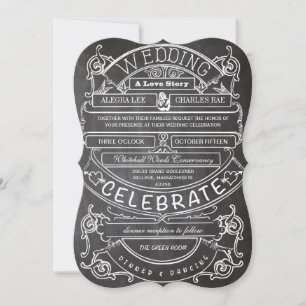 Chalkboard Vintage Modern Typography Wedding Invitation