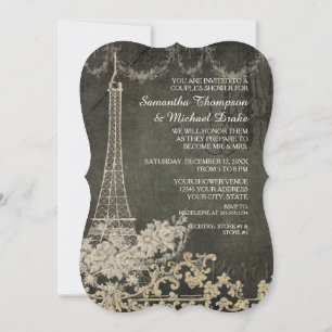 Chalkboard Vintage Paris Parisian Couples Shower Invitation