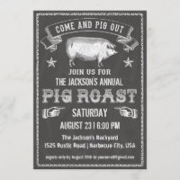 Chalkboard Vintage Pig Roast Invitation