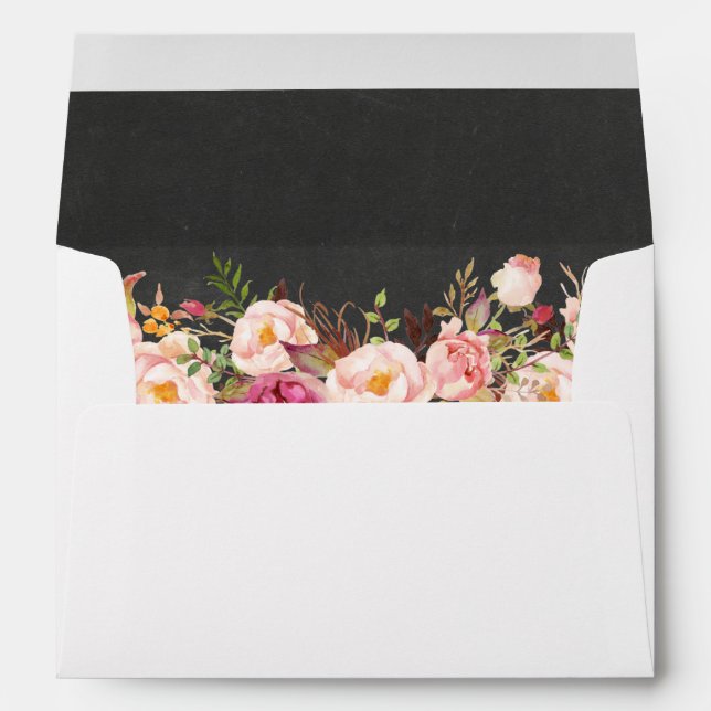 Chalkboard Vintage Pink Floral 5x7 Wedding Envelopes (Back (Bottom))