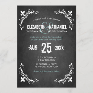 Chalkboard Vintage Romance Wedding Invitation