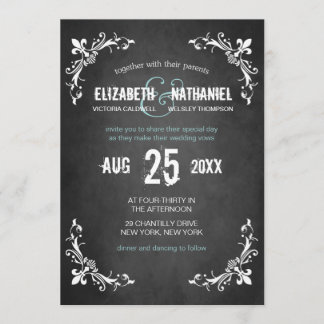 Chalkboard Vintage Romance Wedding Invitation