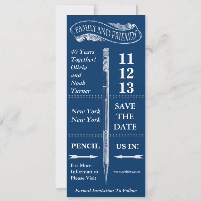 Chalkboard Vintage Save The Date Anniversary (Front)