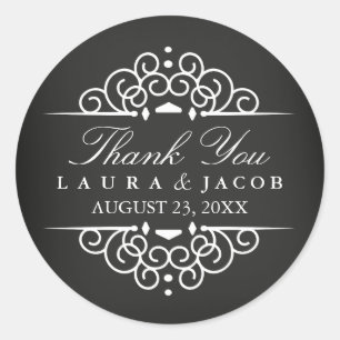 Chalkboard Vintage Scroll Wedding Sticker