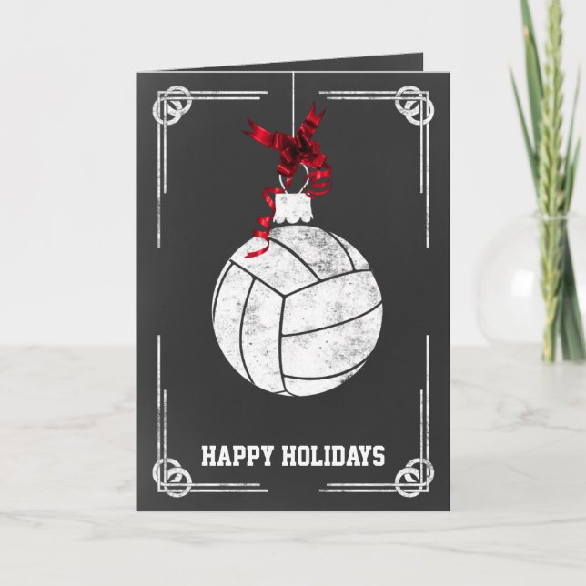 chalkboard  volleyball  player Christmas Cards (Front)