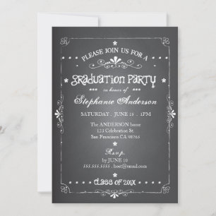 Chalkboard w Photo Graduation Party Invitation