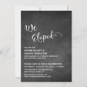 Chalkboard w/ Simple We Eloped Typography Invitation