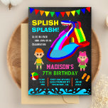 Chalkboard Water Slide Kids Birthday Party Invite<br><div class="desc">Amaze your guests with this colourful birthday party invitation featuring a beautiful water slide and cute cartoon elements with vibrant typography on a chalkboard background. Simply add your event details on this easy-to-use template to make it a one-of-a-kind invitation. Flip the card over to reveal a blue water texture on...</div>