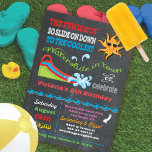 Chalkboard Water slide Pool birthday party Invitation<br><div class="desc">Chalkboard Waterslide Pool birthday party invitation with a colourful inflatable water slide,  water splashes,  a happy sun and fun typography.</div>