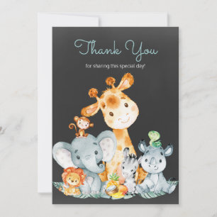 Chalkboard Watercol Cute Jungle Animals Thank You