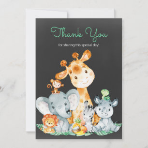 Chalkboard Watercol Cute Jungle Animals Thank You