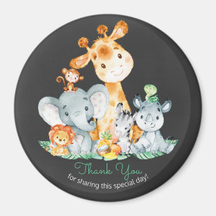 Chalkboard Watercol Cute Jungle Animals Thank You Magnet