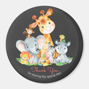 Chalkboard Watercol Cute Jungle Animals Thank You Magnet