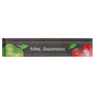 Chalkboard Watercolor Apple Teacher Nameplate