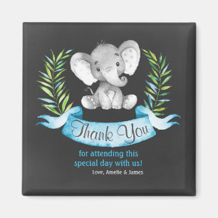 Chalkboard Watercolor Elephant Boy Thank You Magnet