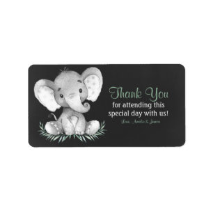 Chalkboard Watercolor Elephant Thank You Label