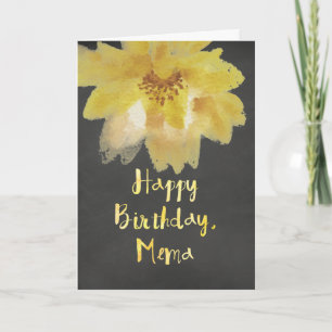 Chalkboard Watercolor Flower Mema Birthday Card