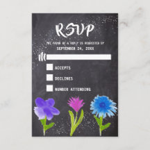 Chalkboard Watercolor Flower Wedding RSVP