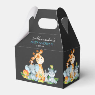 Chalkboard Watercolor Jungle Animals Baby Shower Favour Box