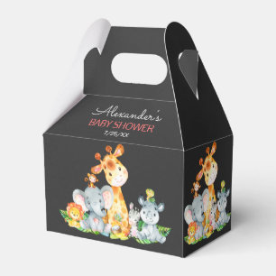 Chalkboard Watercolor Jungle Animals Baby Shower Favour Box