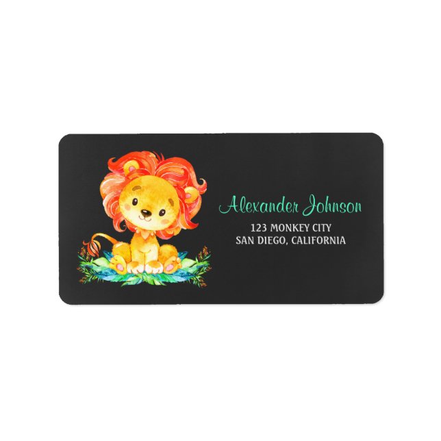 Chalkboard Watercolor Lion Label (Front)