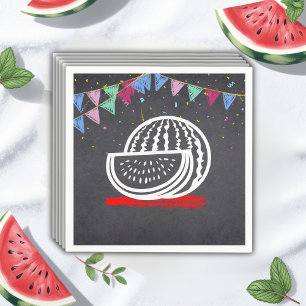 Chalkboard Watermelon Drawing Baby Shower Napkin