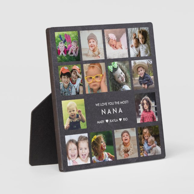 Chalkboard We Love You Nana 14 Photo Collage   Plaque (Front)