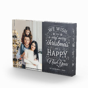 Chalkboard We Wish Merry Christmas Photo Holiday