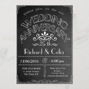 Chalkboard Wedding Anniversary Invitation 25th