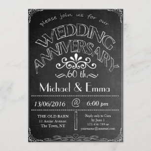Chalkboard Wedding Anniversary Invitation 60th