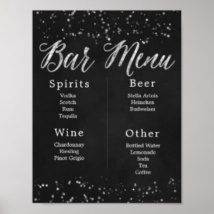 Chalkboard Wedding Bar Menu Poster