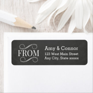 Chalkboard Wedding Black Return Address Labels