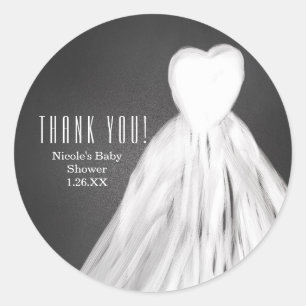 Chalkboard Wedding Dress Bridal Shower Favour Classic Round Sticker