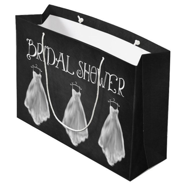 Chalkboard Wedding Dress Bridal Shower Gift Bag (Back Angled)