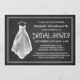 Chalkboard Wedding Dress Bridal Shower Invitations