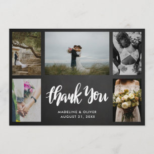 Chalkboard Wedding Five Photos   Thank You Script Card