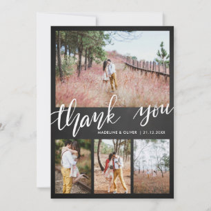Chalkboard Wedding Four Photos   Thank You Script Card
