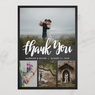 Chalkboard Wedding Four Photos   Thank You Script Card