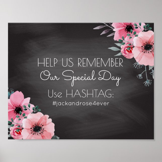 Chalkboard Wedding Hashtag Sign | Social Media (Front)