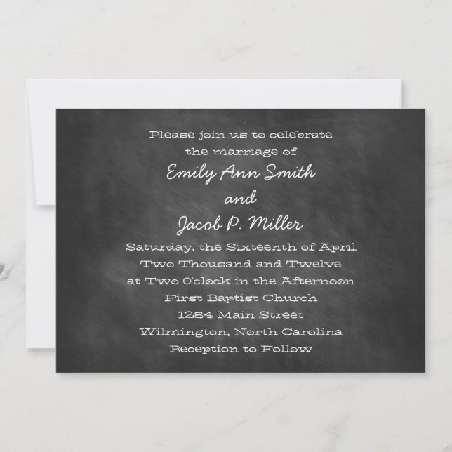 Chalkboard Wedding Invitations (Front)