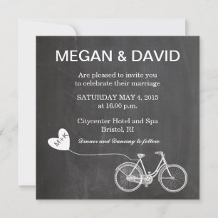 Chalkboard Wedding Invites with bike